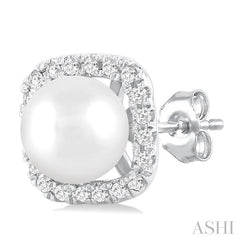 ASHI Pearl & Petite Halo Diamond Fashion Earrings 56468PPTSERWPWG