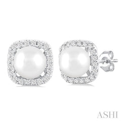 ASHI Pearl & Petite Halo Diamond Fashion Earrings 56468PPTSERWPWG