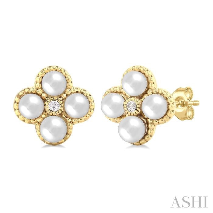 ASHI Clover Pearl & Diamond Fashion Earrings 56479PPTGERWPYG