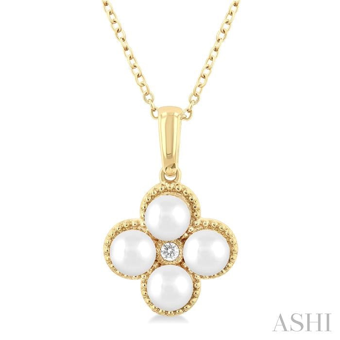 ASHI Clover Pearl & Diamond Fashion Pendant 56479PPTGPDWPYG