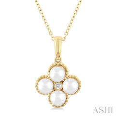 ASHI Clover Pearl & Diamond Fashion Pendant 56479PPTGPDWPYG