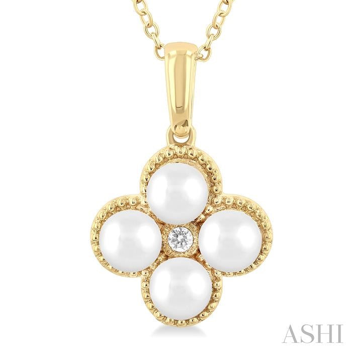 ASHI Clover Pearl & Diamond Fashion Pendant 56479PPTGPDWPYG
