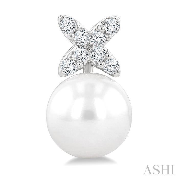 ASHI Pearl & Diamond Floral Fashion Earrings 564B8PPFGERWPWG