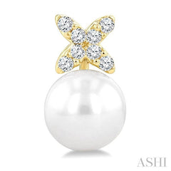 ASHI Pearl & Diamond Floral Fashion Earrings 564B8PPFGERWPYG