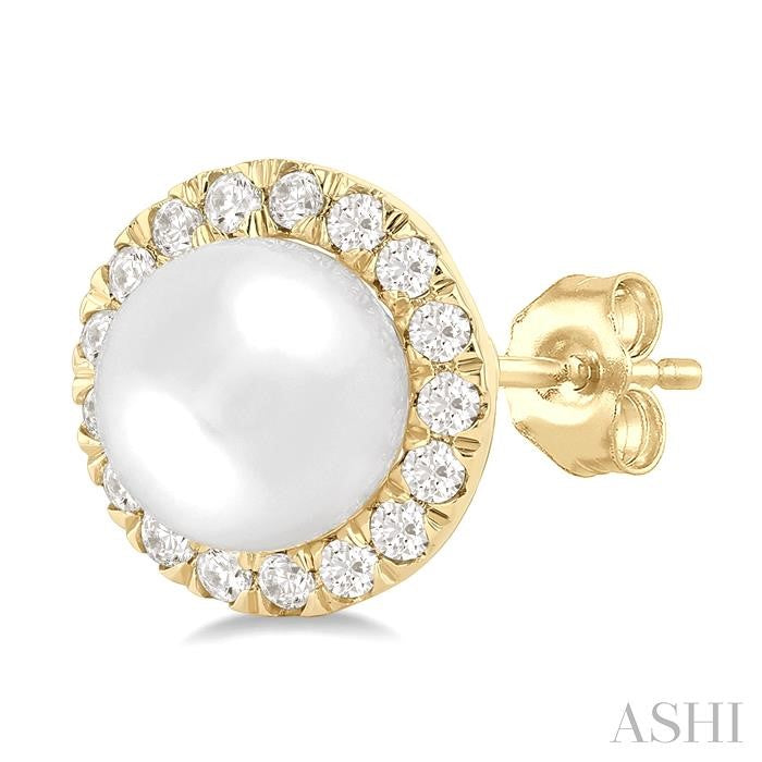 ASHI Pearl & Halo Diamond Earrings 565A6PPFGERWPYG