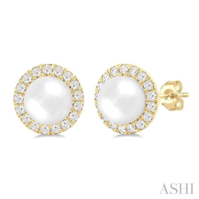 ASHI Pearl & Halo Diamond Earrings 565A6PPTGERWPYG