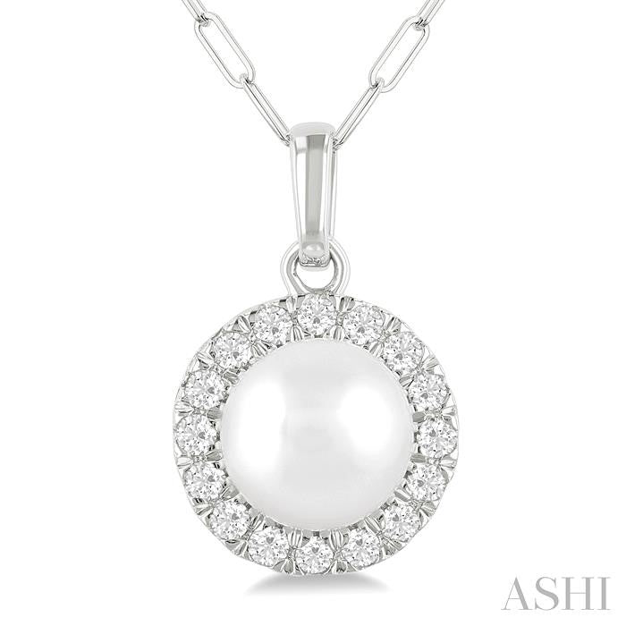 ASHI Pearl & Halo Diamond Pendant 565A8PPFGPDWPWG