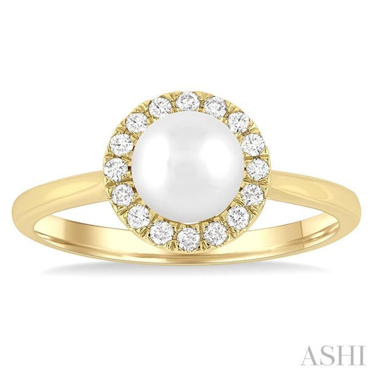 ASHI Pearl & Halo Diamond Ring 565A8PPFGWPYG