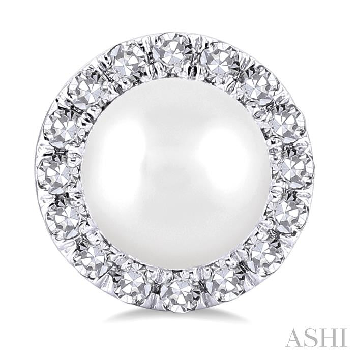 ASHI Pearl & Halo Diamond Earrings 565A8PPFSERWPWG