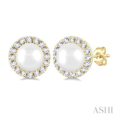 ASHI Pearl & Halo Diamond Earrings 565A8PPFSERWPYG