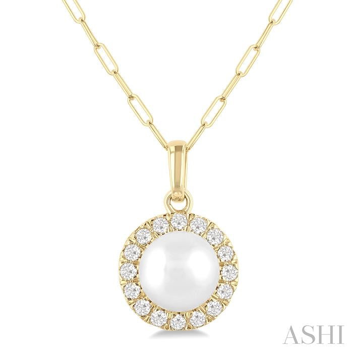 ASHI Pearl & Halo Diamond Pendant 565A8PPTGPDWPYG