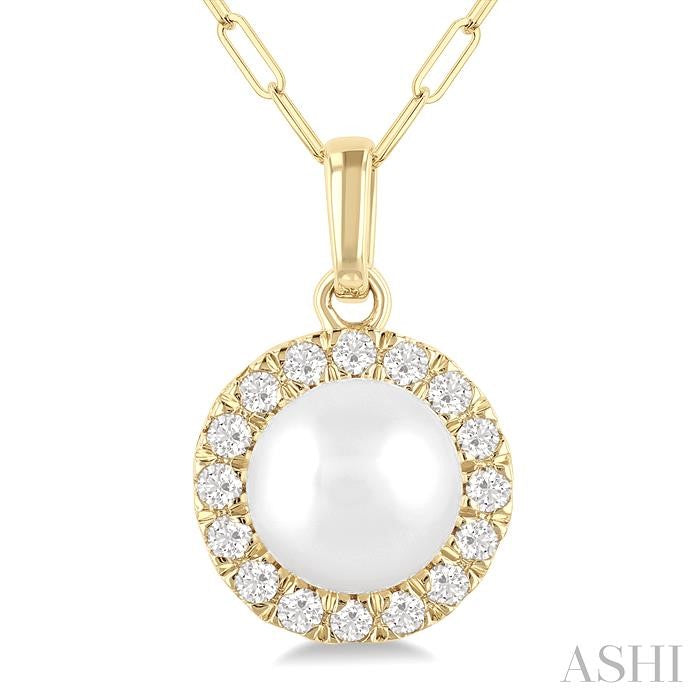 ASHI Pearl & Halo Diamond Pendant 565A8PPTGPDWPYG