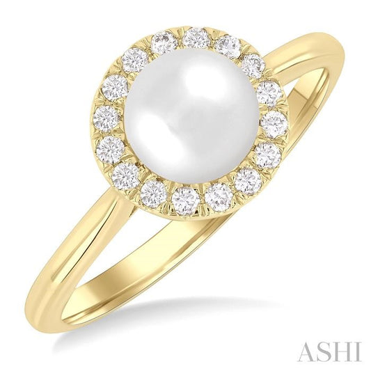 ASHI Pearl & Halo Diamond Ring 565A8PPTGWPYG