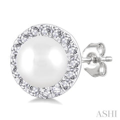 ASHI Pearl & Halo Diamond Earrings 565A8PPTSERWPWG