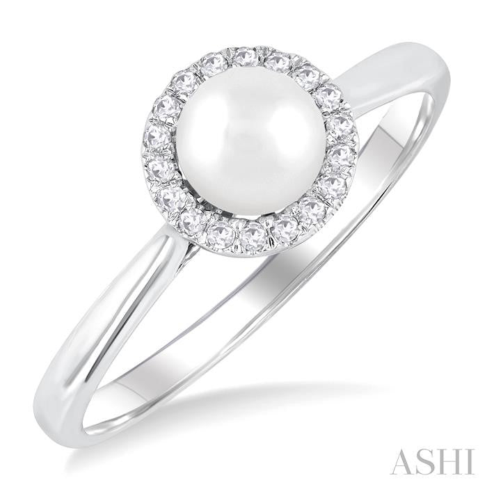 ASHI Pearl & Halo Diamond Ring 565A9PPFSWPWG