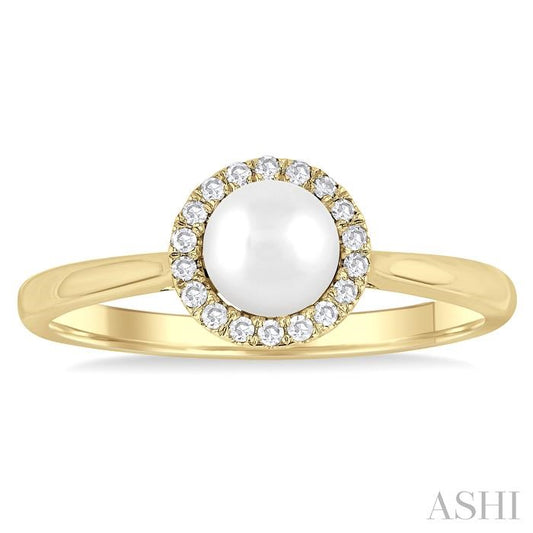 ASHI Pearl & Halo Diamond Ring 565A9PPFSWPYG