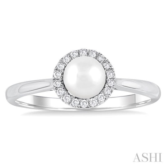 ASHI Pearl & Halo Diamond Ring 565A9PPTSWPWG