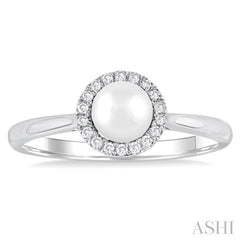 ASHI Pearl & Halo Diamond Ring 565A9PPTSWPWG