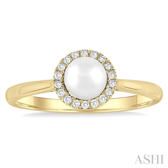 ASHI Pearl & Halo Diamond Ring 565A9PPTSWPYG