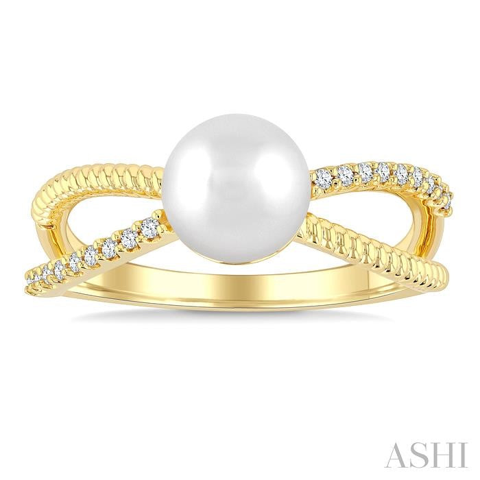ASHI Pearl & Diamond Fashion Ring 565B8PPTSWPYG
