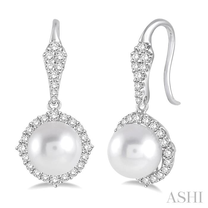 ASHI Pearl & Halo Diamond Earrings 56813PPFHERWPWG