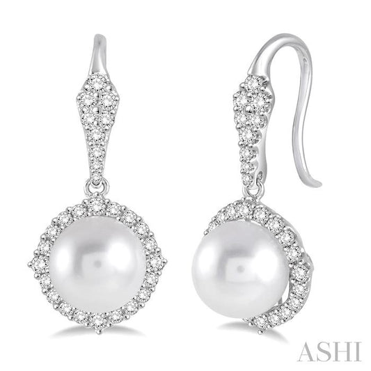 ASHI Pearl & Halo Diamond Earrings 56813PPFHERWPWG