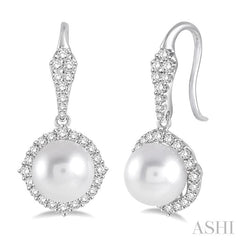 ASHI Pearl & Halo Diamond Earrings 56813PPFHERWPWG
