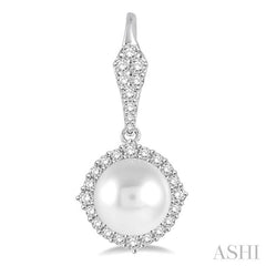 ASHI Pearl & Halo Diamond Earrings 56813PPFHERWPWG