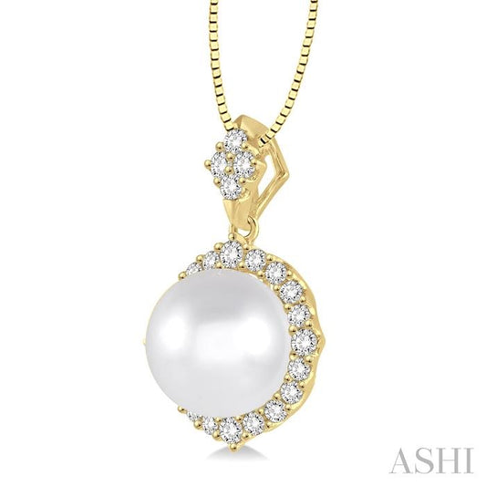ASHI Pearl & Halo Diamond Pendant 56813PPFHPDWPYG
