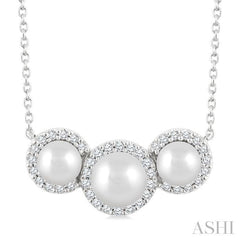 ASHI Pearl & Halo Diamond Fashion Pendant 568A8PPFGPDWPWG