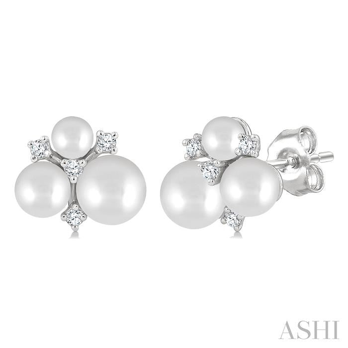 ASHI Pearl & Diamond Fashion Earrings 568B9PPTGERWPWG
