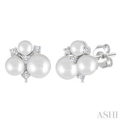ASHI Pearl & Diamond Fashion Earrings 568B9PPTGERWPWG
