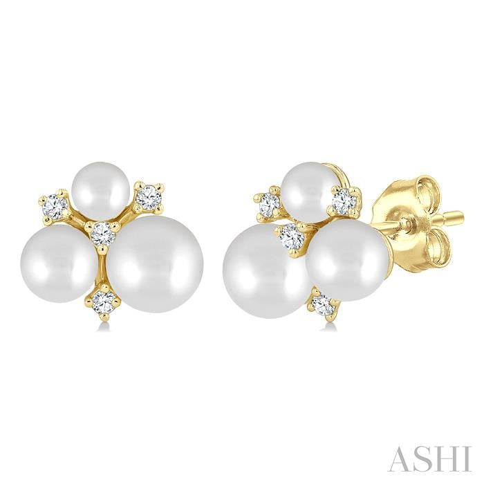 ASHI Pearl & Diamond Fashion Earrings 568B9PPTGERWPYG