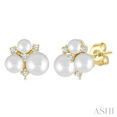 ASHI Pearl & Diamond Fashion Earrings 568B9PPTGERWPYG