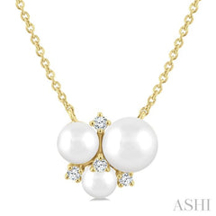 ASHI Pearl & Diamond Fashion Pendant 568B9PPTGPDWPYG