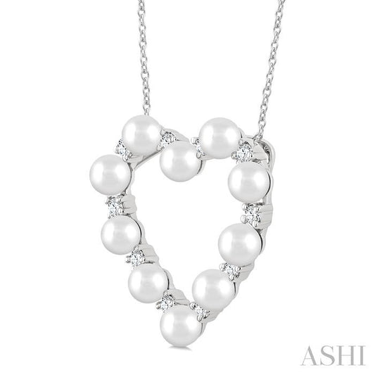 ASHI Heart Shape Pearl & Diamond Pendant 56955PPFGPDWPWG