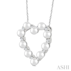ASHI Heart Shape Pearl & Diamond Pendant 56955PPFGPDWPWG