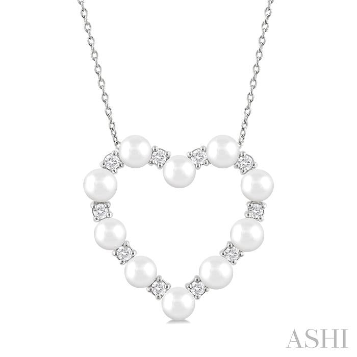 ASHI Heart Shape Pearl & Diamond Pendant 56955PPFGPDWPWG