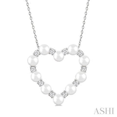 ASHI Heart Shape Pearl & Diamond Pendant 56955PPFGPDWPWG