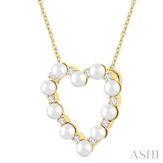 ASHI Heart Shape Pearl & Diamond Pendant 56957PPFGPDWPYG