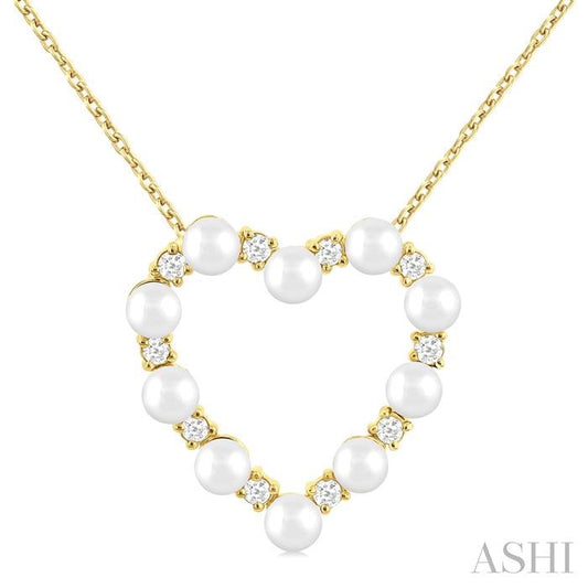 ASHI Heart Shape Pearl & Diamond Pendant 56957PPFGPDWPYG