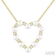 ASHI Heart Shape Pearl & Diamond Pendant 56957PPFGPDWPYG