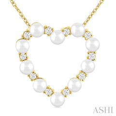 ASHI Heart Shape Pearl & Diamond Pendant 56957PPFGPDWPYG