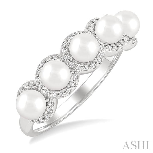 ASHI Pearl & Halo Diamond Ring 56966PPFGWPWG