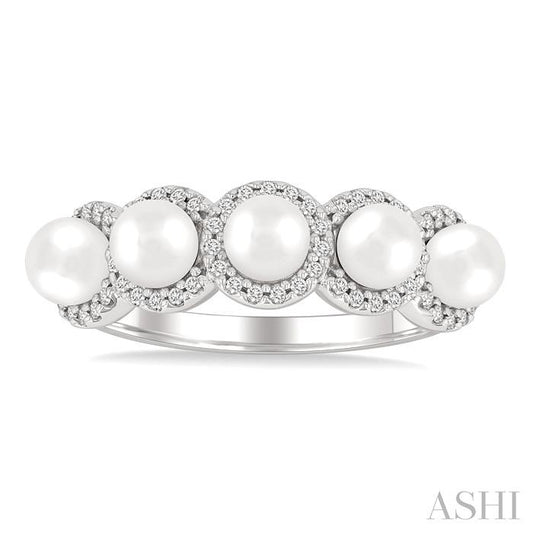 ASHI Pearl & Halo Diamond Ring 56966PPFGWPWG
