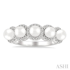 ASHI Pearl & Halo Diamond Ring 56966PPFGWPWG