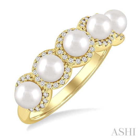 ASHI Pearl & Halo Diamond Ring 56966PPFGWPYG