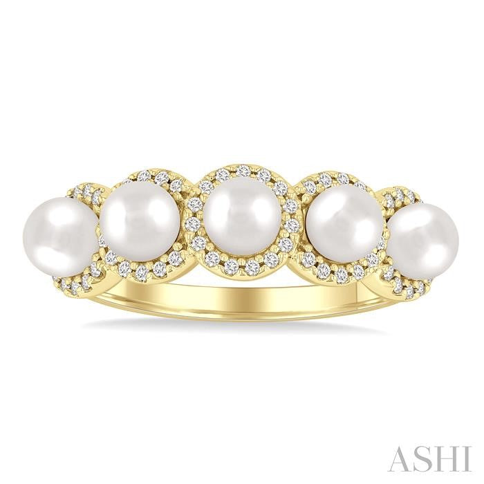 ASHI Pearl & Halo Diamond Ring 56966PPFGWPYG