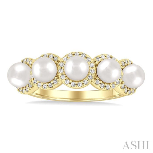 ASHI Pearl & Halo Diamond Ring 56966PPFGWPYG