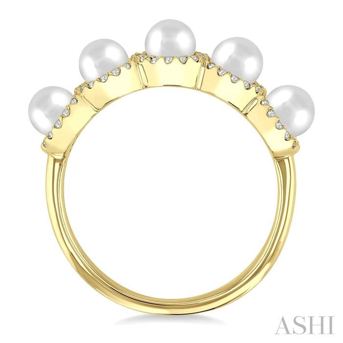 ASHI Pearl & Halo Diamond Ring 56966PPFGWPYG